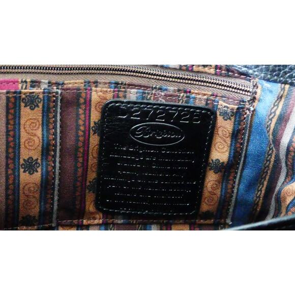 BRIGHTON Black Pebble Leather Shoulder Bag Tote Filigree Buckle Satchel SW Liner - Picture 13 of 16